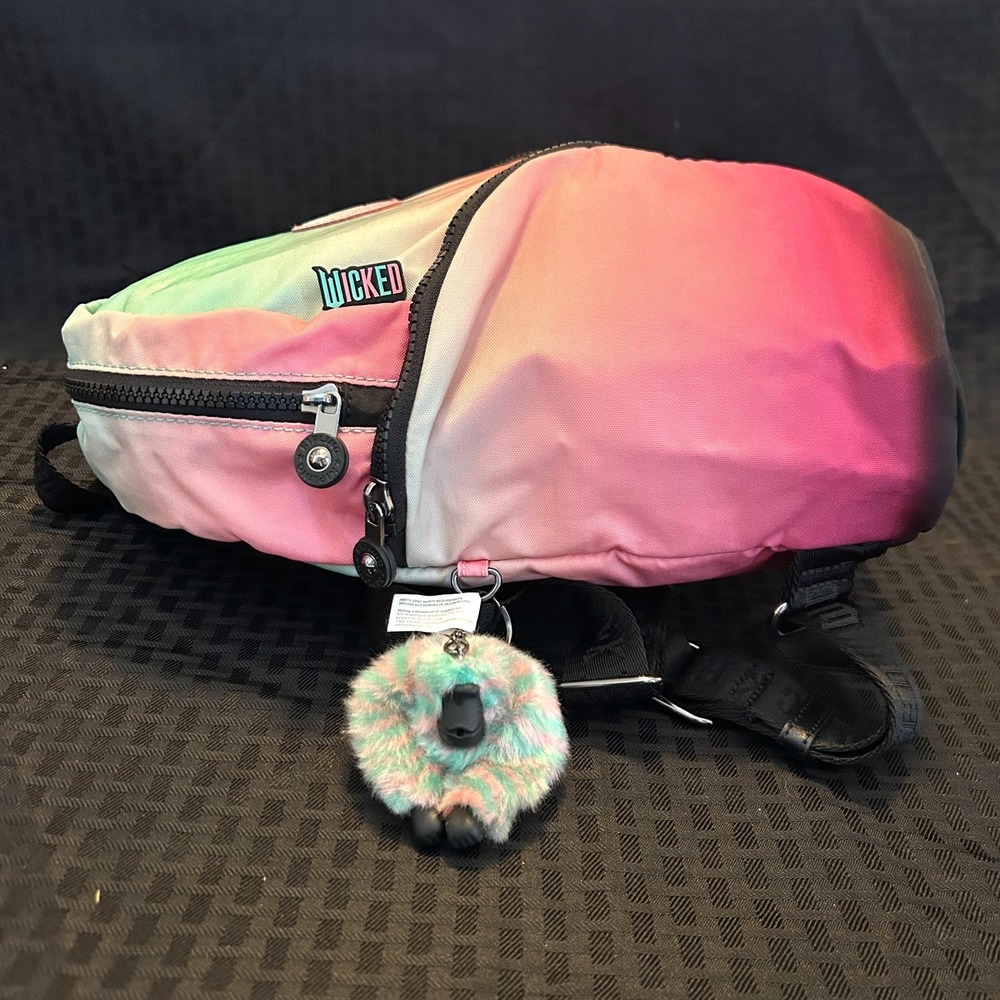Kipling X Wicked City Pack Backpack Gradient Pink Mint Green Monkey Keychain - Picture 2 of 13